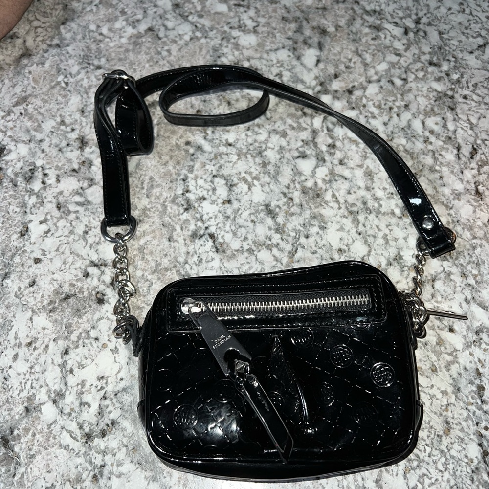 Dana Buchman Black Patent Leather Crossbody Bag